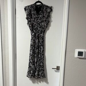 Ralph Lauren Floral Black and White Ruffle Dress